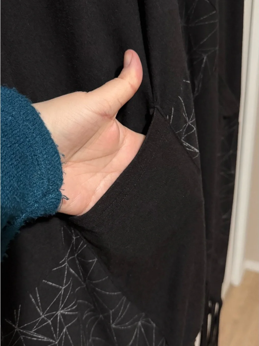 Maha Devi Black Fringe Cardigan with Pockets - Picture 6 of 7